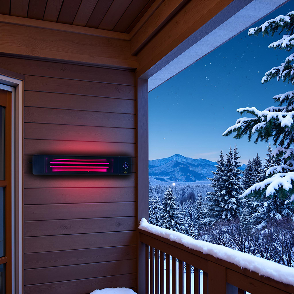 4500W/2250 Wați ElectricSun negru, incalzitor electric cu infrarosu, interior exterior, termostat cu Wi-Fi si APP internet TUYA, 100x18cm